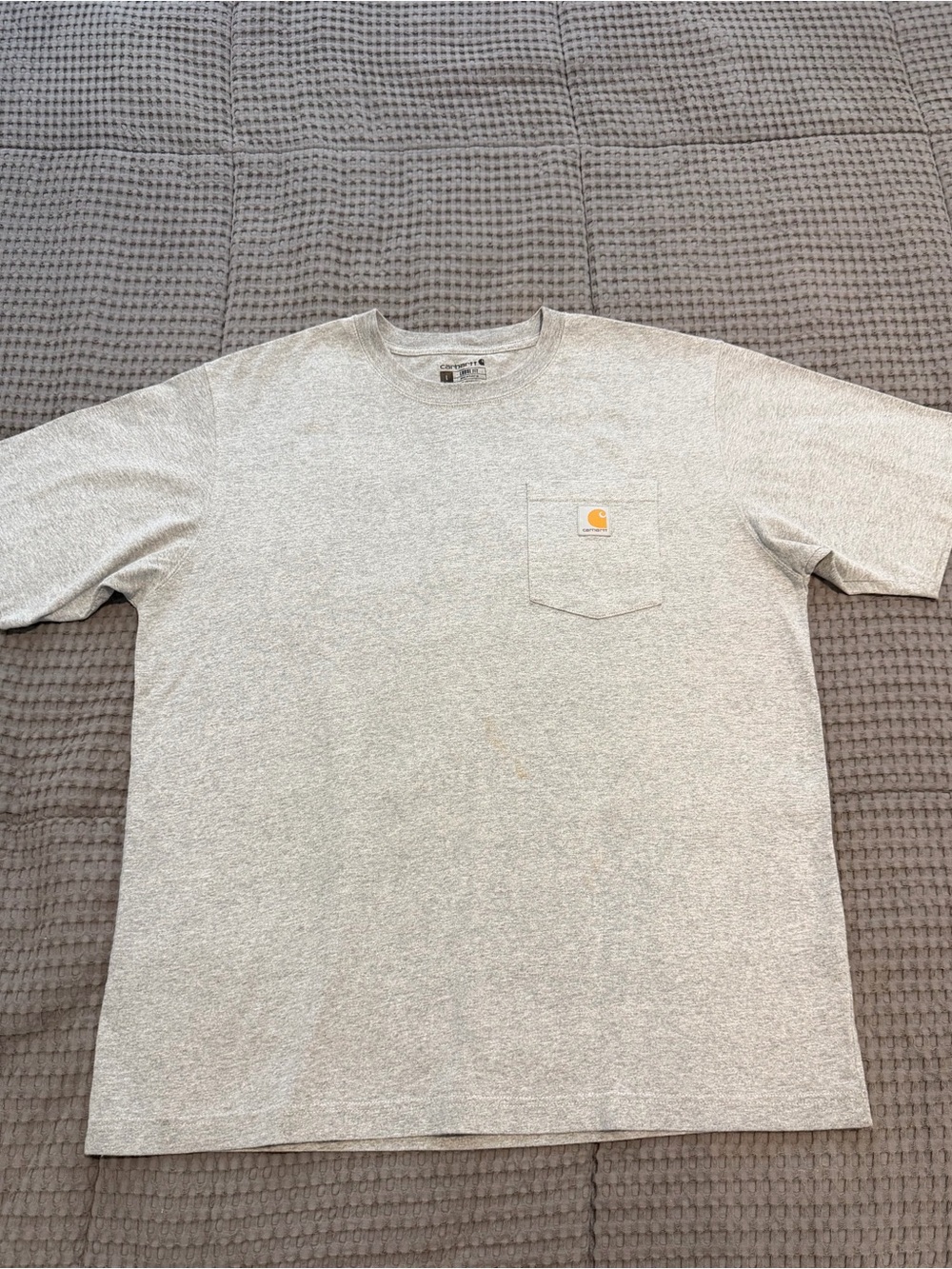 Carhartt Pocket T-Shirt – Men’s L Loose Fit Gray Cotton Knit Short Sleeve Crew